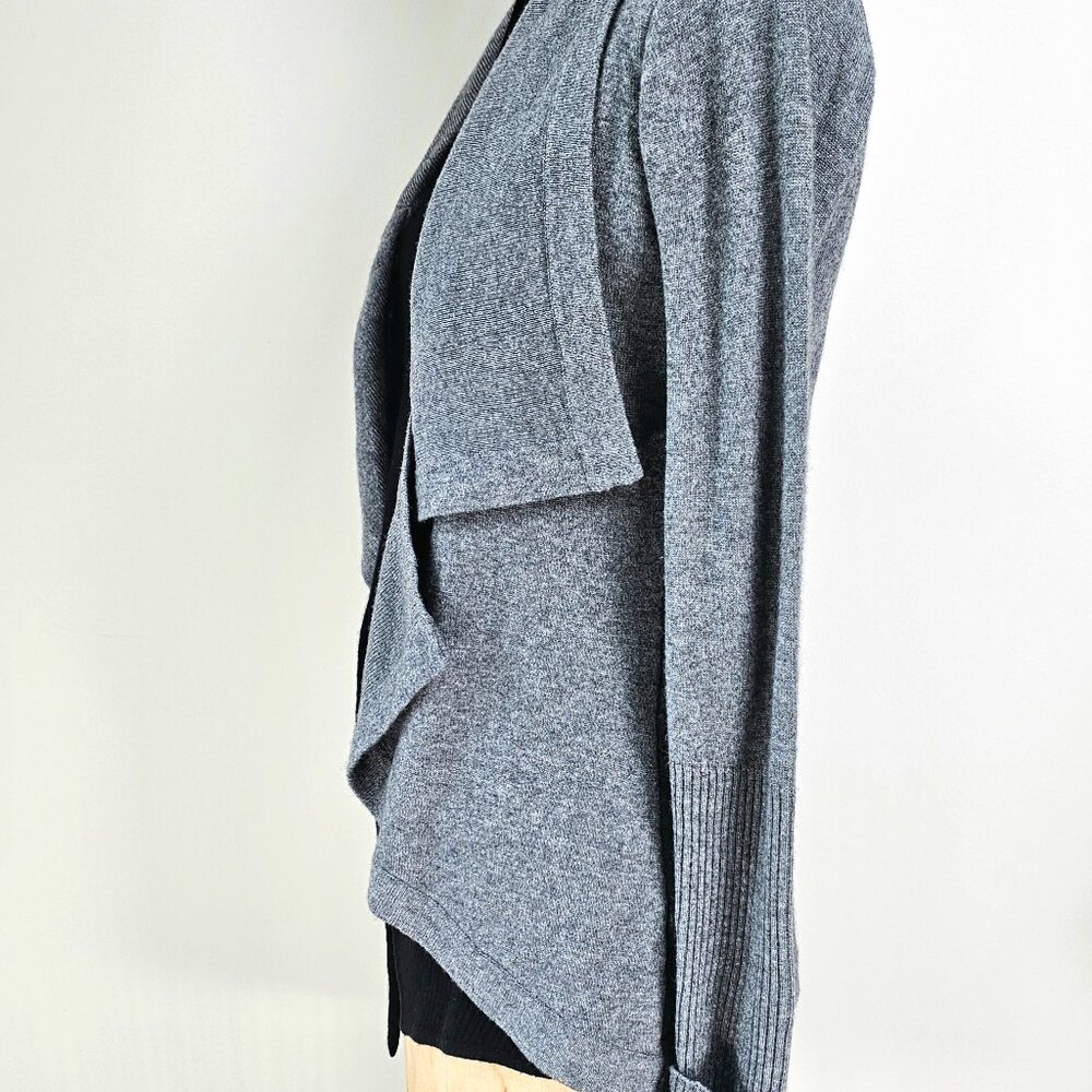 Jamison Cashmere Wool Blend Asymmetrical Moto Cardigan Grey XS - Picture 10 of 14
